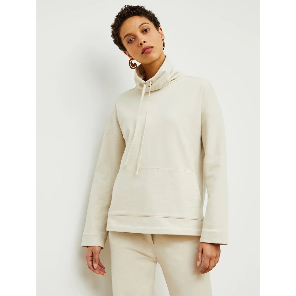 MM LaFleur Harris‎ Sweatshirt Medium Cowl Neck Pullover Pocket Beachy Beige Tan